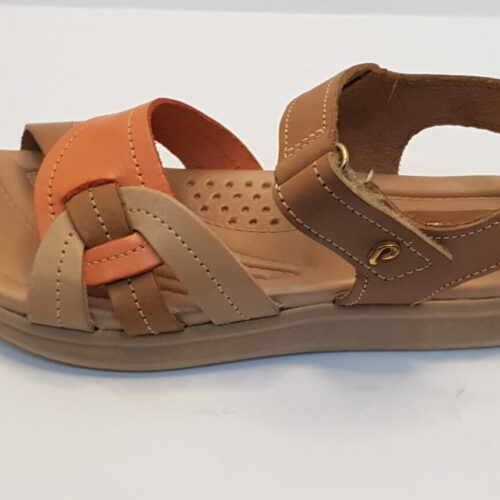 Sandália Feminina Pegada Em Couro  Orange