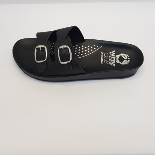 Chinelo Feminino Anabela Ortopédico de Duas Fivelas Preto NB02